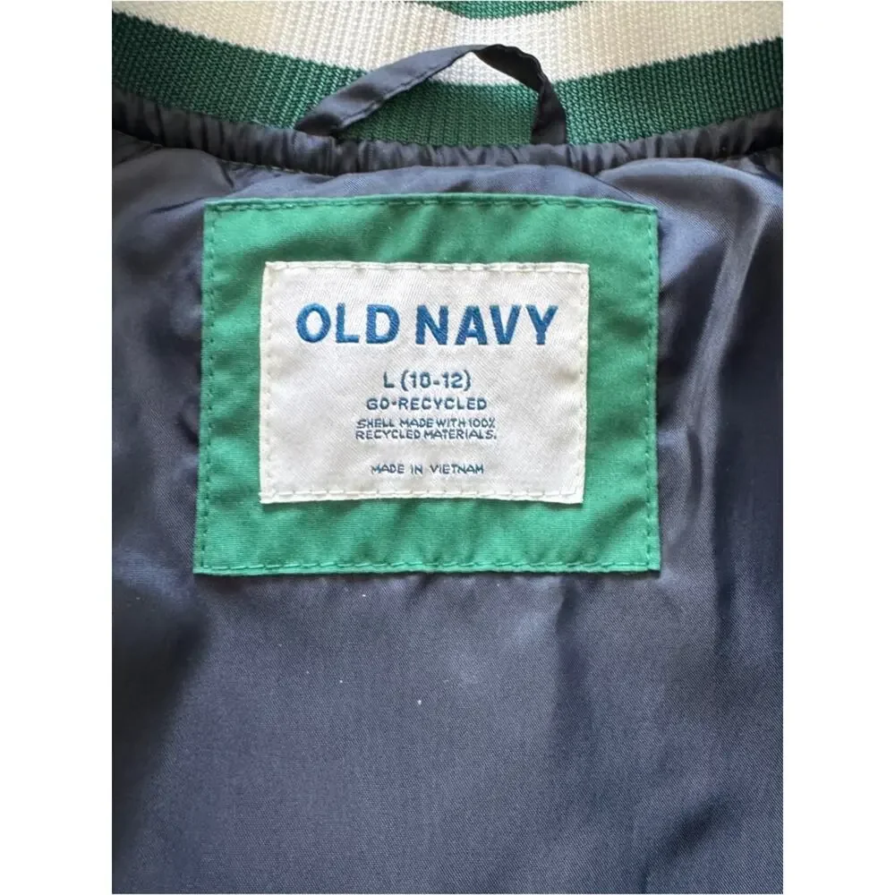 Old Navy Boys Bomber Varsity Jacket Patch Large 10-12